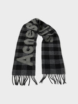Acne Studios - Narrow Check Logo Scarf in Black and Grey