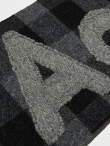 Acne Studios - Narrow Check Logo Scarf in Black and Grey
