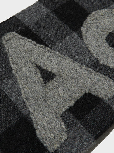 Acne Studios - Narrow Check Logo Scarf in Black and Grey