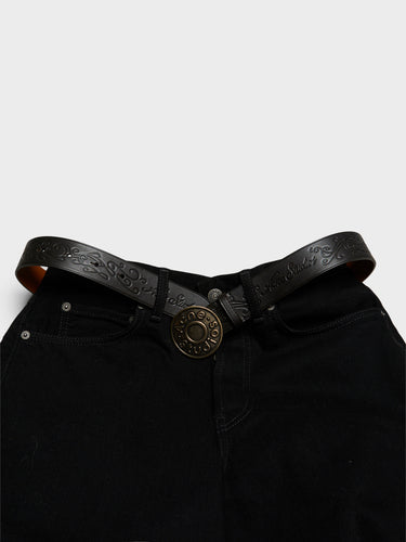 Acne Studios - Leather Logo Buckle Belt in Black and Camel