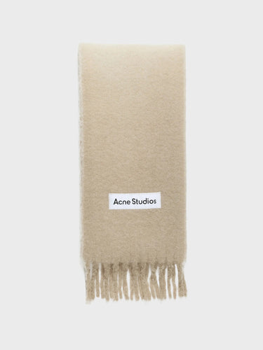 Wool Fringe Scarf in Light Beige