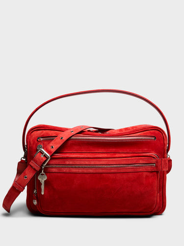 Acne Studios - Camero Camera Suede Bag in Fire Red