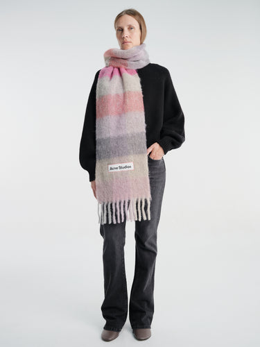 Acne Studios - Mohair Checked Scarf in Fuchsia, Lilac and Pink