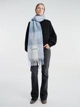 Acne Studios - Check Fringe Scarf in Light Blue, White and Powder Blue