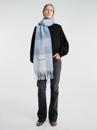 Acne Studios - Check Fringe Scarf in Light Blue, White and Powder Blue