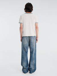 Acne Studios - Graphic T-shirt in Off White and Grey Blue