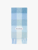 Acne Studios - Check Fringe Scarf in Light Blue, White and Powder Blue