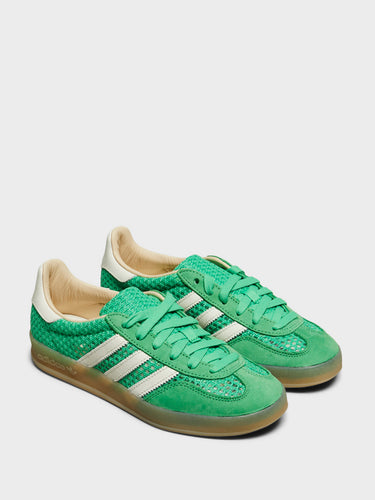 Adidas - Gazelle Indoor Sneakers in Energy Green, Off-White and Magic Beige