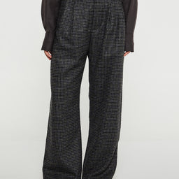 AF Agger - Shetlands Wool Wide Box Trousers in Blue and Grey