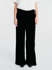 AF Agger - Silk Velvet Flared Pants in Black