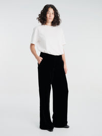 AF Agger - Silk Velvet Flared Pants in Black