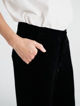 AF Agger - Silk Velvet Flared Pants in Black