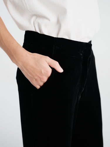 AF Agger - Silk Velvet Flared Pants in Black