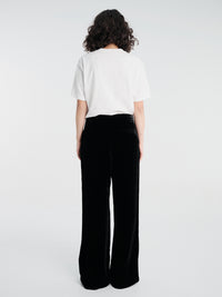 AF Agger - Silk Velvet Flared Pants in Black