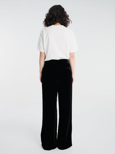 AF Agger - Silk Velvet Flared Pants in Black