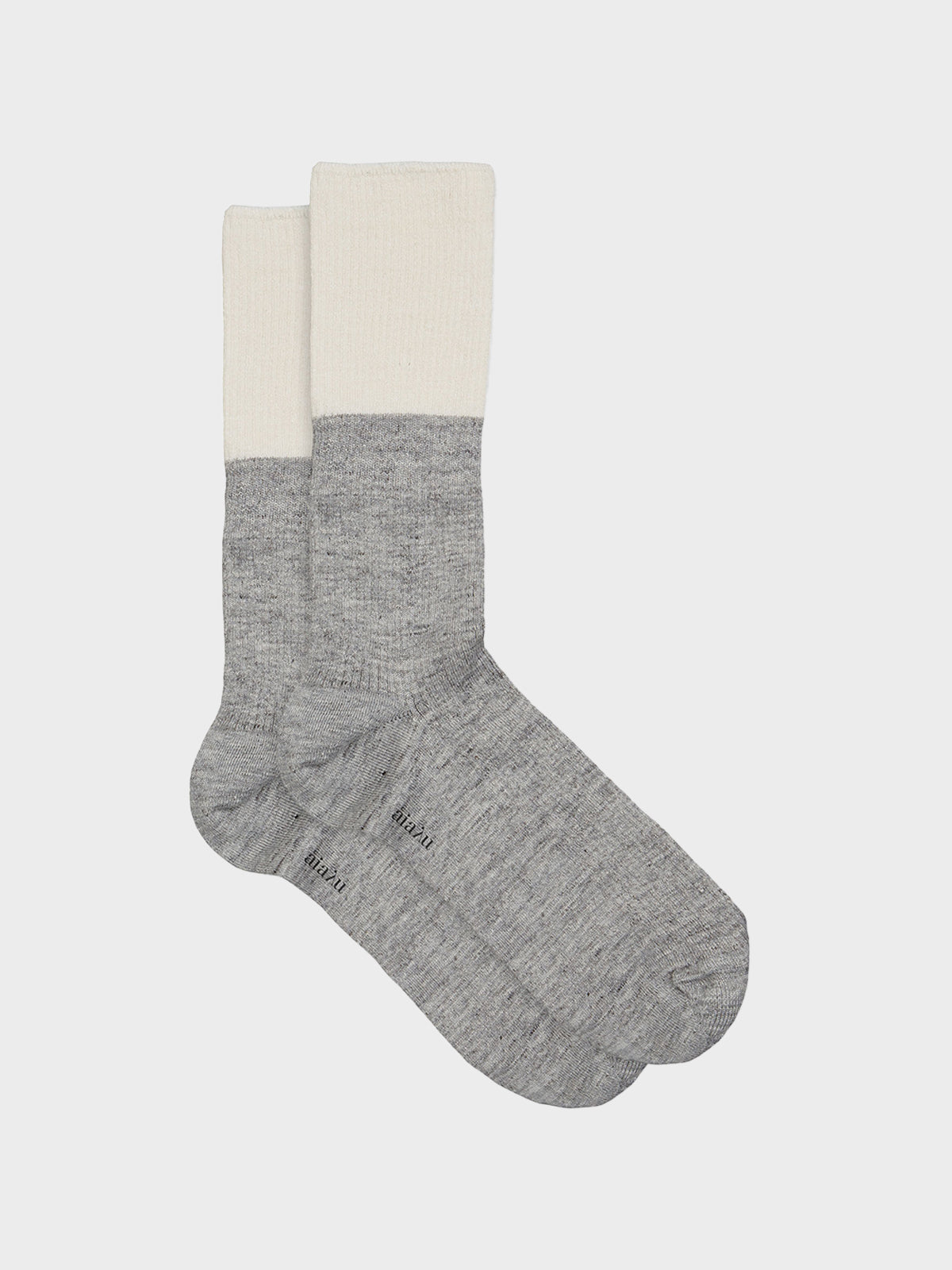 Aiayu - Linen Rib Socks in Mix Grey Melange