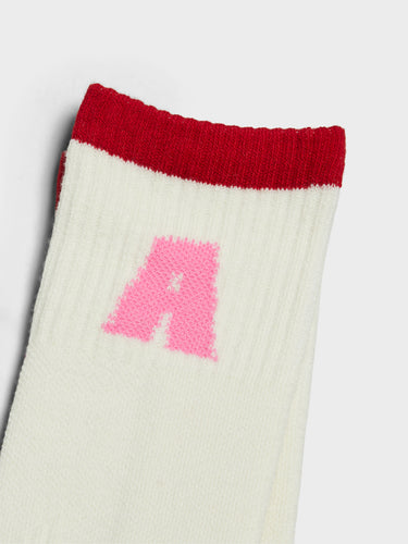 Alex Zono - Feet Huggers Running Loves You Socks in Cream, Red and Pink