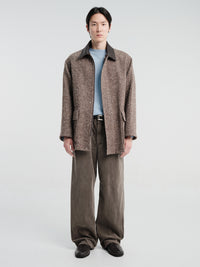 Auralee - Homespun Tweed Zip Blouson in Mix Brown