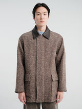 Auralee - Homespun Tweed Zip Blouson in Mix Brown