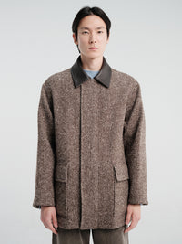 Auralee - Homespun Tweed Zip Blouson in Mix Brown