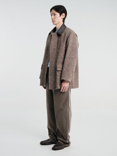 Auralee - Homespun Tweed Zip Blouson in Mix Brown