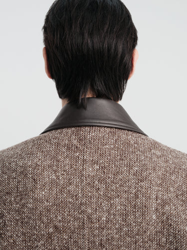 Auralee - Homespun Tweed Zip Blouson in Mix Brown
