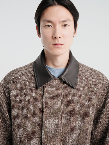 Auralee - Homespun Tweed Zip Blouson in Mix Brown