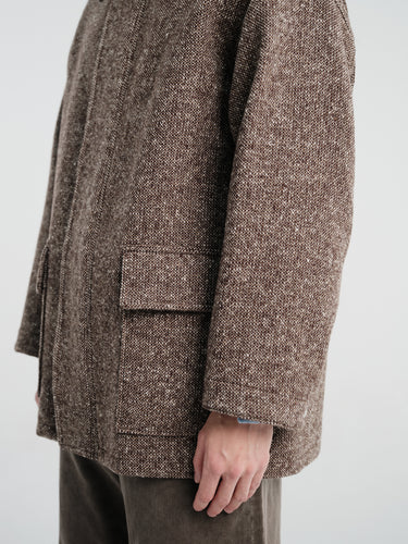 Auralee - Homespun Tweed Zip Blouson in Mix Brown