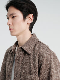 Auralee - Homespun Tweed Shirt Blouson in Mix Brown