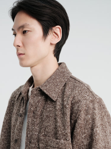 Auralee - Homespun Tweed Shirt Blouson in Mix Brown