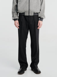 Auralee - Wool Fulling Flannel One-Tuck Slacks in Top Charcoal