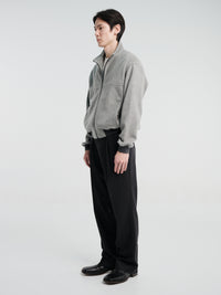 Auralee - Wool Fulling Flannel One-Tuck Slacks in Top Charcoal