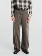 Auralee - Garment-Dyed Finx Corduroy 5P Wide Pants in Olive Brown