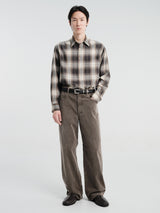 Auralee - Garment-Dyed Finx Corduroy 5P Wide Pants in Olive Brown