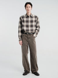 Auralee - Garment-Dyed Finx Corduroy 5P Wide Pants in Olive Brown