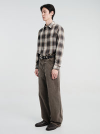 Auralee - Garment-Dyed Finx Corduroy 5P Wide Pants in Olive Brown