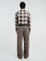 Auralee - Garment-Dyed Finx Corduroy 5P Wide Pants in Olive Brown