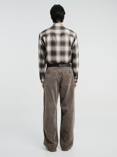 Auralee - Garment-Dyed Finx Corduroy 5P Wide Pants in Olive Brown