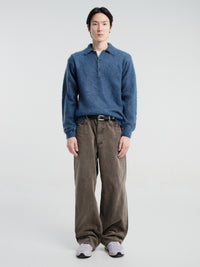 Auralee - Brushed Super Kid Mohair Knit Polo in Light Navy