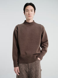 Auralee - Super Fine Wool Knit Mock Neck in Top Brown