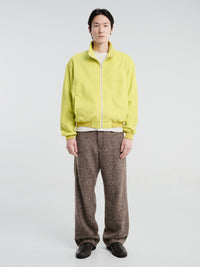 Auralee - Pure Silk Comfort Fleece Zip Blouson in Lime Yellow