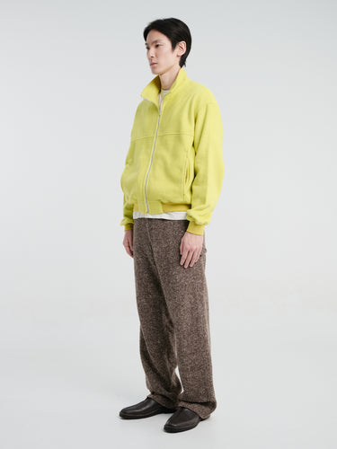 Auralee - Pure Silk Comfort Fleece Zip Blouson in Lime Yellow