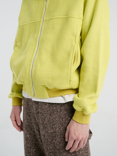 Auralee - Pure Silk Comfort Fleece Zip Blouson in Lime Yellow