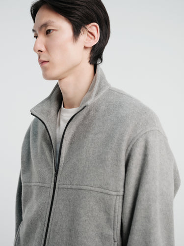 Auralee - Pure Silk Comfort Fleece Zip Blouson in Top Gray