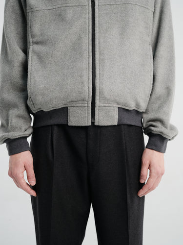Auralee - Pure Silk Comfort Fleece Zip Blouson in Top Gray