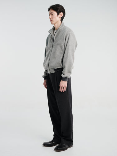 Auralee - Pure Silk Comfort Fleece Zip Blouson in Top Gray