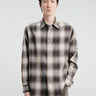 Auralee - Super Light Wool Check Shirt in Brown Charcoal