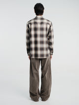 Auralee - Super Light Wool Check Shirt in Brown Charcoal