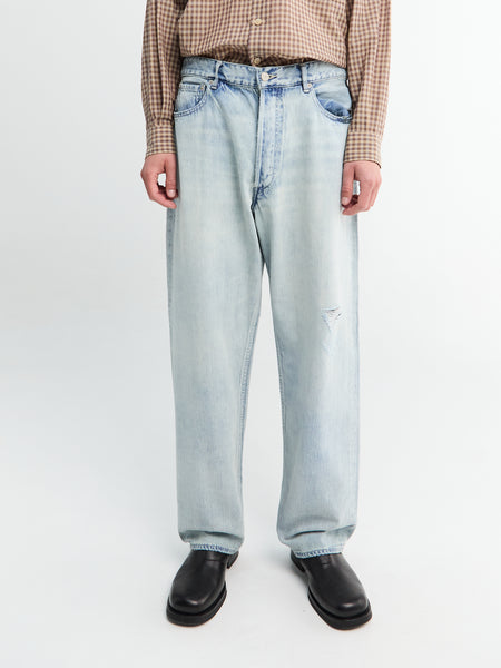 Auralee - Faded Selvedge Light Denim Wide Pants in Light Indigo – Stoy
