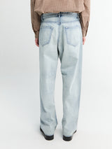 Auralee - Faded Selvedge Light Denim Wide Pants in Light Indigo